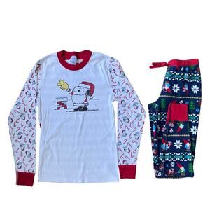 Hanna Andersson Holiday Mix Set Pajama Sz XS Snoopy & Fair Isle